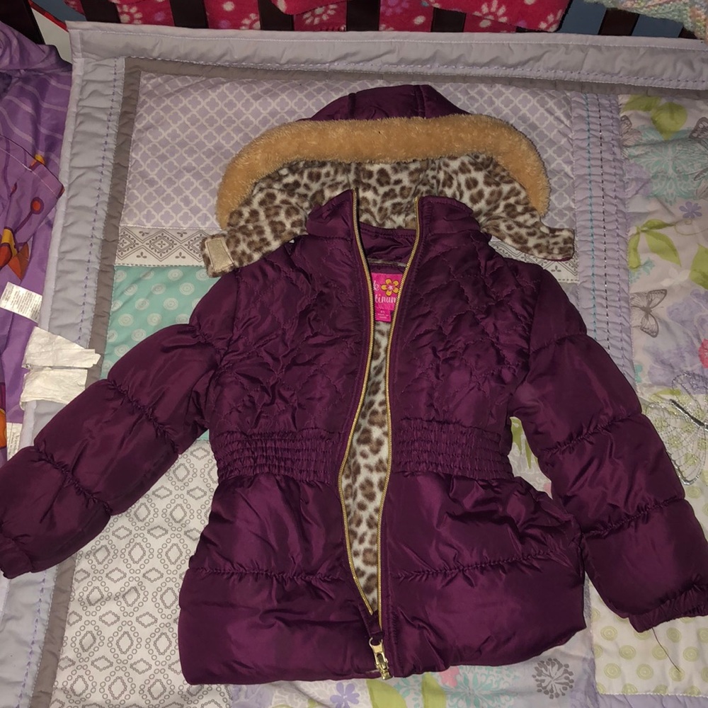 Maroon/purple/cheetah coat toddler girl